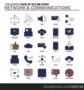 Vintage Network and Communication Icon set - 25 Flat Line icon set
