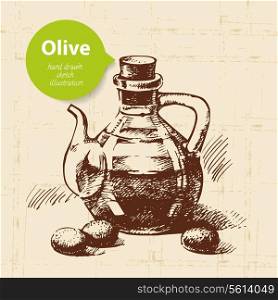 Vintage olive background. Hand drawn illustration