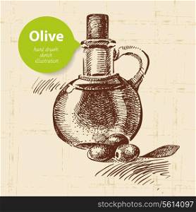 Vintage olive background. Hand drawn illustration