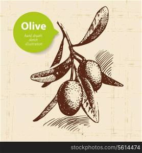 Vintage olive background. Hand drawn illustration&#x9;