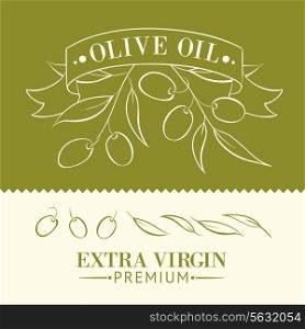 Vintage olive oil label for your design. Vector illustration.