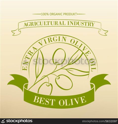 Vintage olive oil label for your design. Vector illustration.
