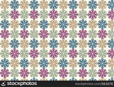 Vintage or old blossom and leaves pattern on light yellow background. Classic bloom seamless pattern style for design
