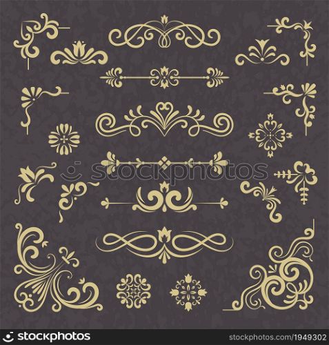 Vintage ornament. Borders dividers ornate victorian style floral wedding cornice vector typography set. Illustration wedding calligraphic, floral frame calligraphy. Vintage ornament. Borders dividers ornate victorian style floral wedding cornice vector typography set