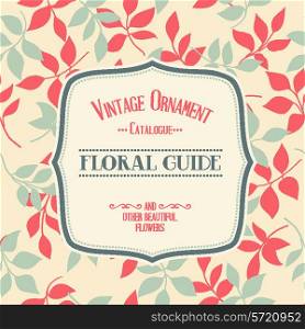 Vintage ornament catalogue label and other beautiful flowers. Vector illustration.