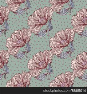 Vintage outline flower endless background. Delicate floral line seamless pattern. Design for fabric, textile print, wrapping, cover. Vector illustration. Vintage outline flower endless background. Delicate floral line seamless pattern.