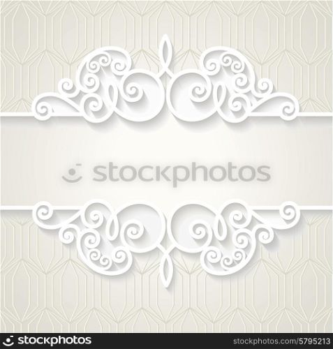 Vintage paper frame with shadow. Decorative background for wedding, invitation, cover book.