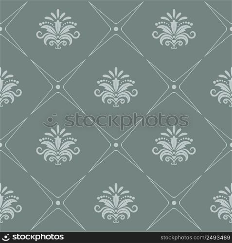 Vintage pattern seamless baroque style in gray color. Vector illustration. Vintage pattern seamless baroque style