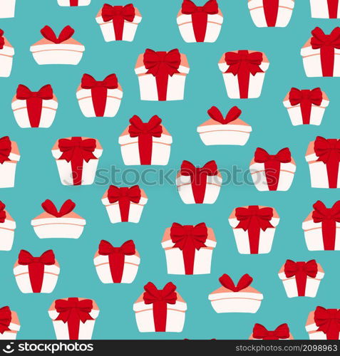 Vintage pattern with colorful cartoon gifts seamless pattern for fabric, wallpaper or background design. Vector seamless pattern.. pattern with colorful cartoon gifts