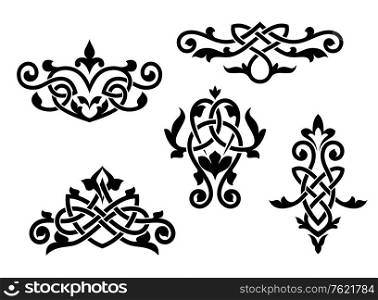 Vintage patterns and embellishments in retro style isolated on white background