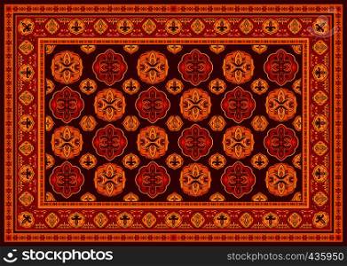 Vintage persian floor carpet vector illustration. Pattern carpet ornament and decoration. Vintage persian floor carpet vector illustration