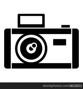 Vintage photo camera icon. Simple illustration of vintage photo camera vector icon for web design isolated on white background. Vintage photo camera icon, simple style