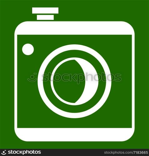 Vintage photo camera social network isolated on white background. Vintage photo camera icon green