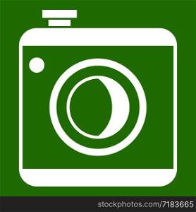 Vintage photo camera social network isolated on white background. Vintage photo camera icon green