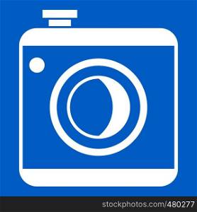 Vintage photo camera social network isolated on white background. Vintage photo camera icon white