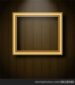 Vintage picture frame on wooden wall Royalty Free Vector