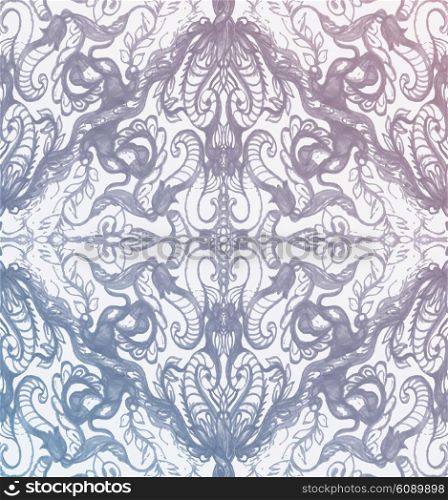 Vintage Pink And Blue Pattern Ornament With Clipping Mask
