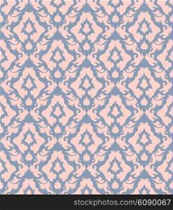 Vintage Pink And Blue Seamless Floral Pattern Ornament With Clipping Mask