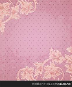 Vintage pink background with Victorian floral decorative elements.