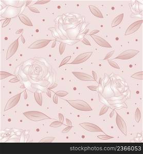 Vintage pink roses seamless pattern. Vector illustration.
