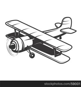 Vintage plane illustration isolated on white background. Design element for logo, label, emblem, sign. Vector illustration