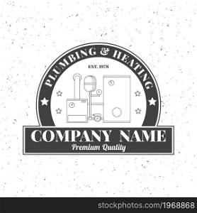 Vintage Plumbing, Heating Services logo, labels and badges. Stylish Monochrome design.For your company. Corporate identity concept, business sign template.