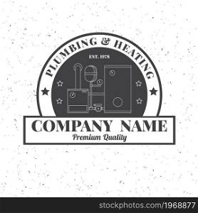 Vintage Plumbing, Heating Services logo, labels and badges. Stylish Monochrome design.For your company. Corporate identity concept, business sign template.