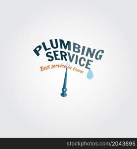 Vintage plumbing service badge, banner or logo emblem.Elements on the theme of the plumbing service business. Vector illustration.