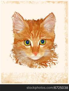 vintage portrait of ginger cat