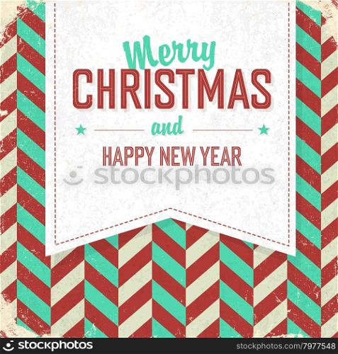 Vintage poster with Merry Christmas Lettering. Retro Xmas Badge
