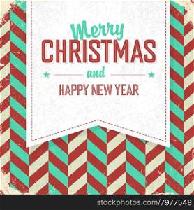 Vintage poster with Merry Christmas Lettering. Retro Xmas Badge