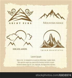 Vintage poster with mountain logo design. Vintage poster with mountain logo design. Vector illustration