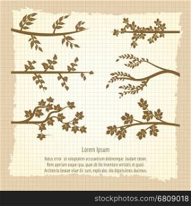 Vintage poster with tree branches silhouette. Vintage poster with tree branches silhouette design. Vector illustration
