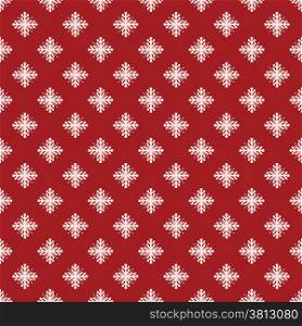 Vintage red and white snowflake seamless pattern. Good idea for textile, wrapping, wallpaper or cloth design. Christmas background. Vintage illustration.