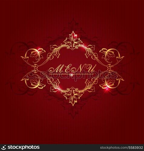Vintage red background with floral ornament