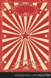 Vintage red circus poster with sunbeams for your entertainment