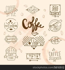 Vintage retro coffee calligraphic stamp for cafe restaurant menu design vector illustration