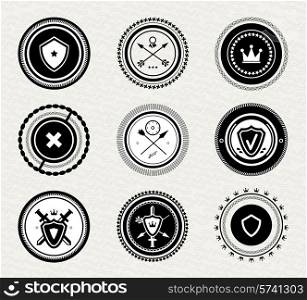 Vintage retro protect shields, cold steel and badges and labels. Vector icon set
