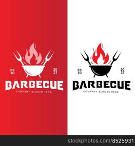 Vintage Retro Rustic barbecue logo. Food or grill design, icon vector illustration