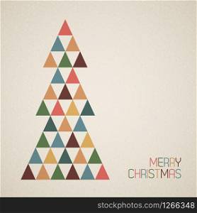 Vintage retro vector grunge Christmas tree made from triangles