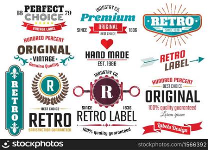 Vintage Retro Vector Labels for banner, poster, flyer