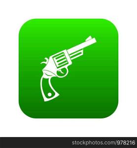 Vintage revolver icon digital green for any design isolated on white vector illustration. Vintage revolver icon digital green