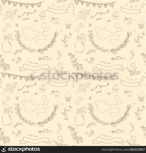 Vintage romantic set in vector. Stylish romantic elements for party. Chalkboard background. Ideal for set designs of celebration