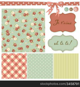 Vintage Rose Pattern, frames and cute backgrounds. Ideal for printing onto fabric and paper or scrap booking.