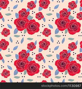 Vintage rose seamless pattern. Beautiful rose in Valentine theme.