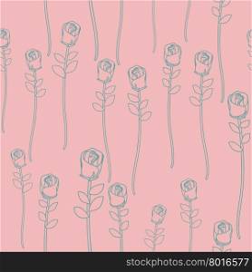 Vintage roses on pink background seamless pattern. Vector retro floral background&#xA;