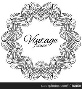 Vintage round floral frame with space for text. Vector element for cards, tags, label, invitation, scrapbooking and your creativity. Vintage round floral frame with space for text. Vector element f