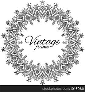 Vintage round floral frame with space for text. Vector element for cards, tags, label, invitation, scrapbooking and your creativity. Vintage round floral frame with space for text. Vector element f