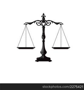 vintage Scales of justice vector illustration. Weight Scales, Balance. Concept law and justice. Legal center or law advocate symbol. Libra