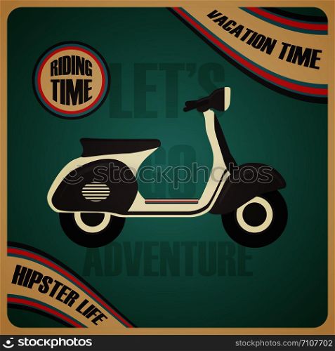 vintage scooter poster, vacation time